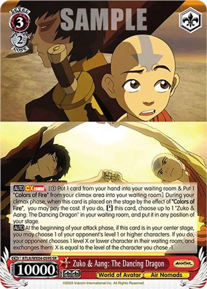 Weiss Schwarz Trading Card Game Avatar: The Last Airbender Super Rare Zuko & Aang: The Dancing Dragon ATLA/WX04-059S