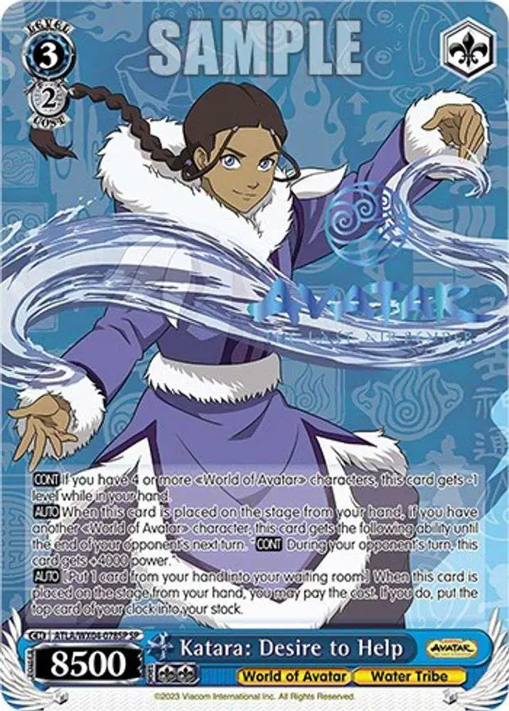 Weiss Schwarz Trading Card Game Avatar The Last Airbender Single Card  Special Rare Katara Desire to Help ATLAWX04-078SP - ToyWiz, desire game  help 