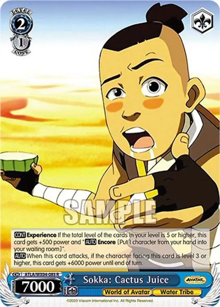 Weiss Schwarz Trading Card Game Avatar: The Last Airbender Rare Sokka: Cactus Juice ATLA/WX04-085