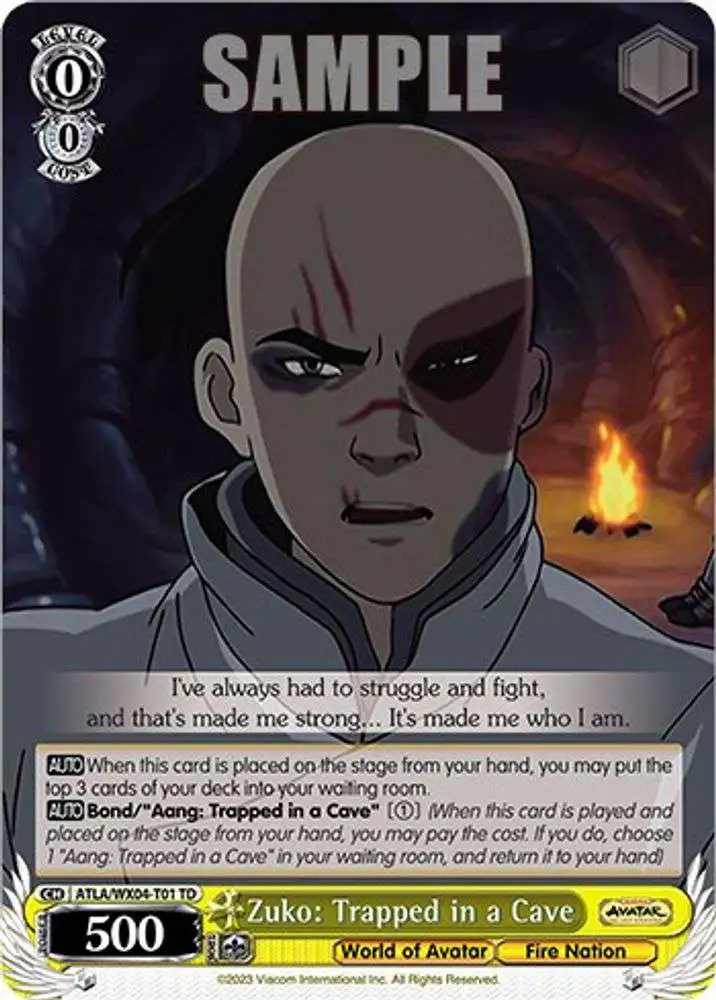 Weiss Schwarz Trading Card Game Avatar: The Last Airbender Trial Deck Zuko: Trapped in a Cave ATLA/WX04-T01