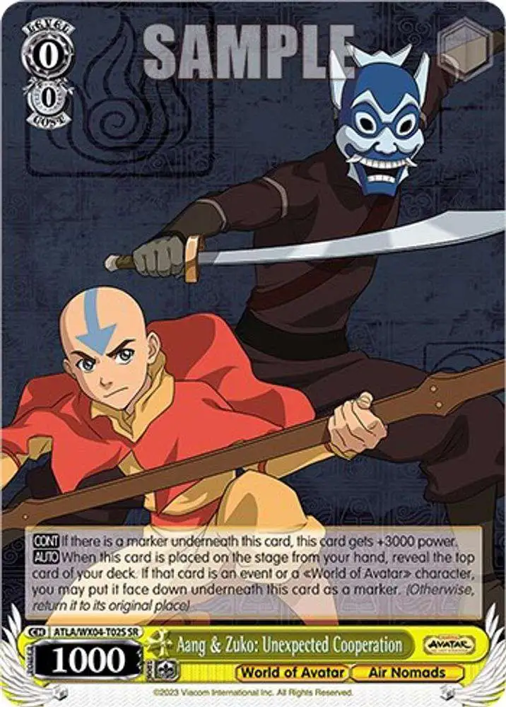 Weiss Schwarz Trading Card Game Avatar: The Last Airbender Super Rare Aang & Zuko: Unexpected Cooperation ATLA/WX04-T02S