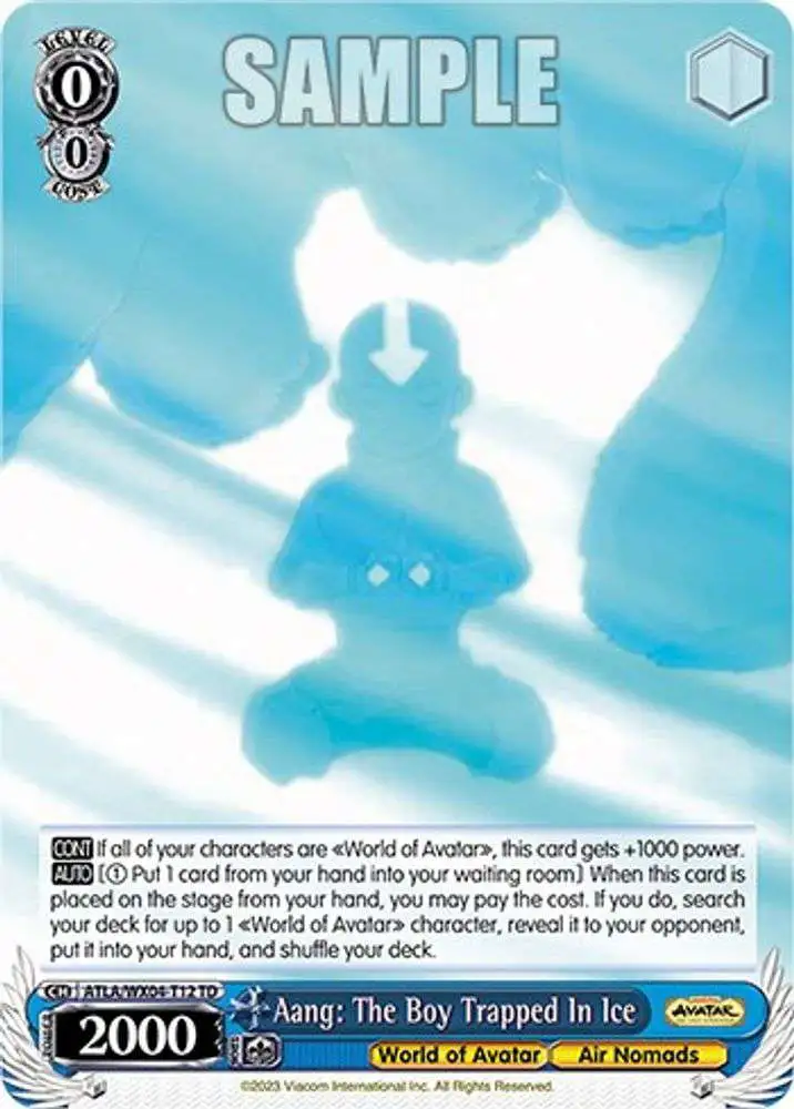 Weiss Schwarz Trading Card Game Avatar: The Last Airbender Trial Deck Aang: The Boy Trapped In Ice ATLA/WX04-T12