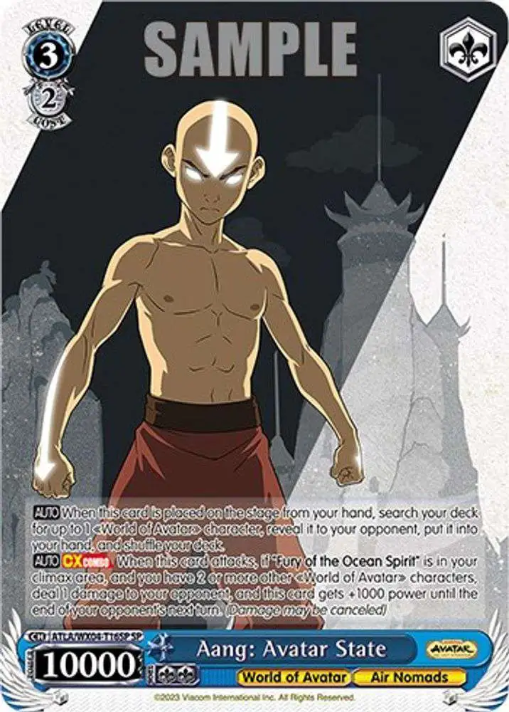 Weiss Schwarz Trading Card Game Avatar: The Last Airbender Special Rare Aang: Avatar State ATLA/WX04-T16SP