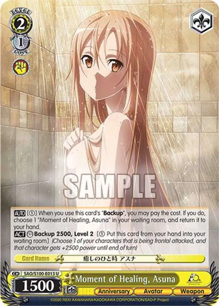 Weiss Schwarz Trading Card Game Sword Art Online Animation 10th Anniversary Uncommon Moment of Healing, Asuna SAO/S100-E013