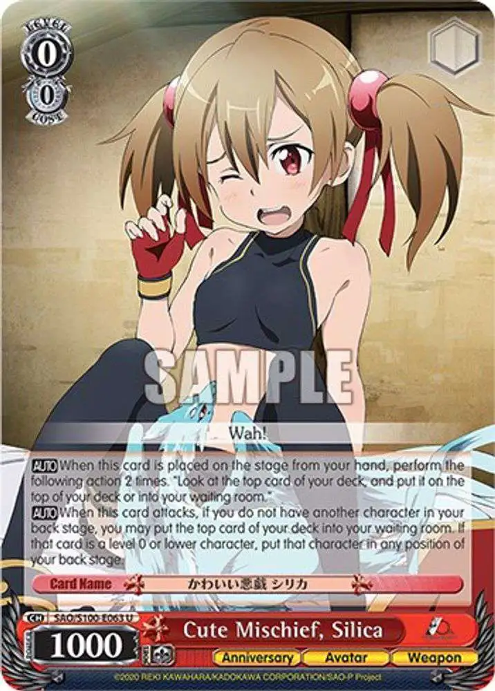 Weiss Schwarz Trading Card Game Sword Art Online Animation 10th Anniversary Uncommon Cute Mischief, Silica SAO/S100-E063