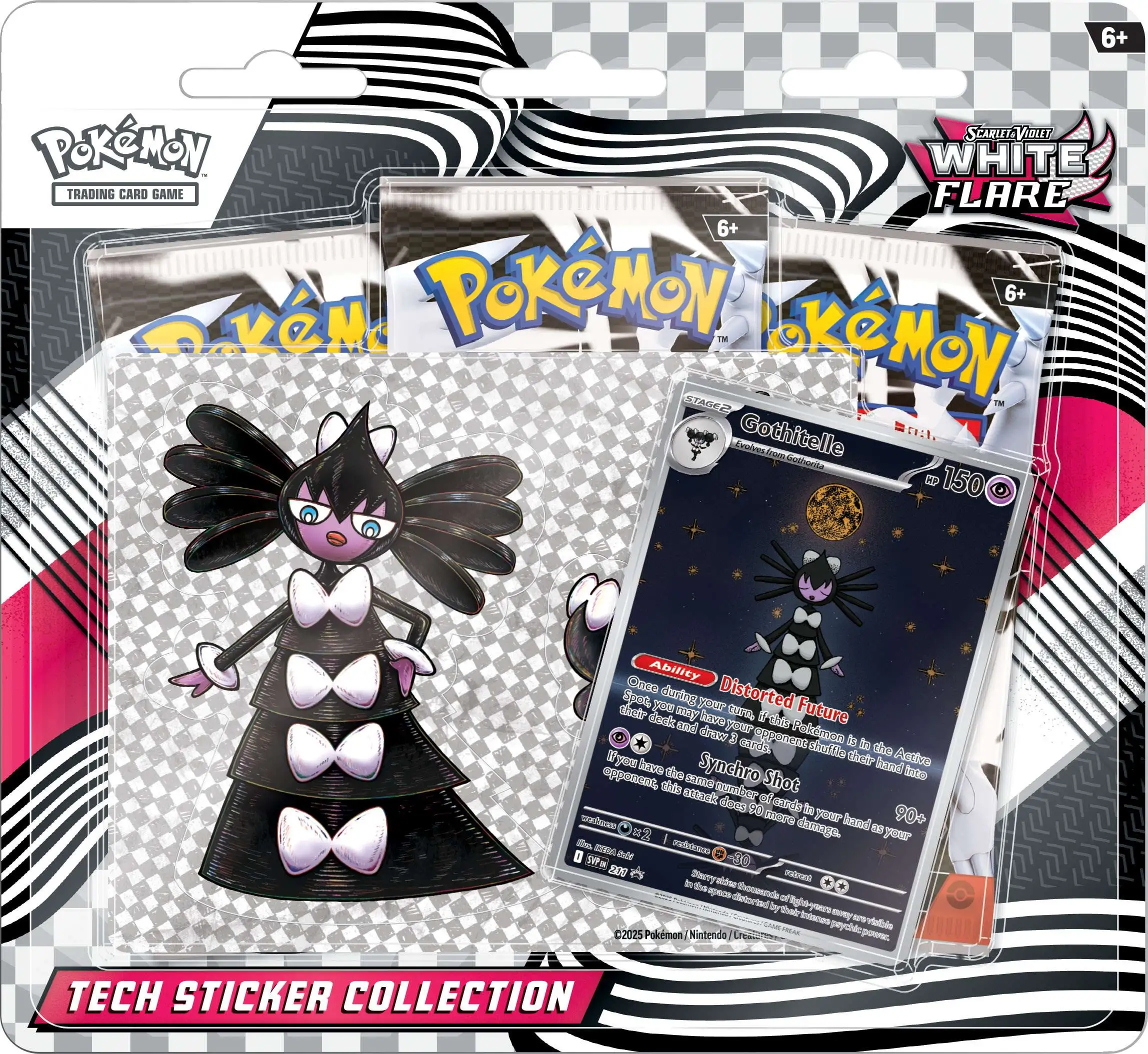 Pokemon Scarlet & Violet White Flare Gothitelle Tech Sticker Collection [3 Booster Packs, Foil Promo Card & Sticker]
