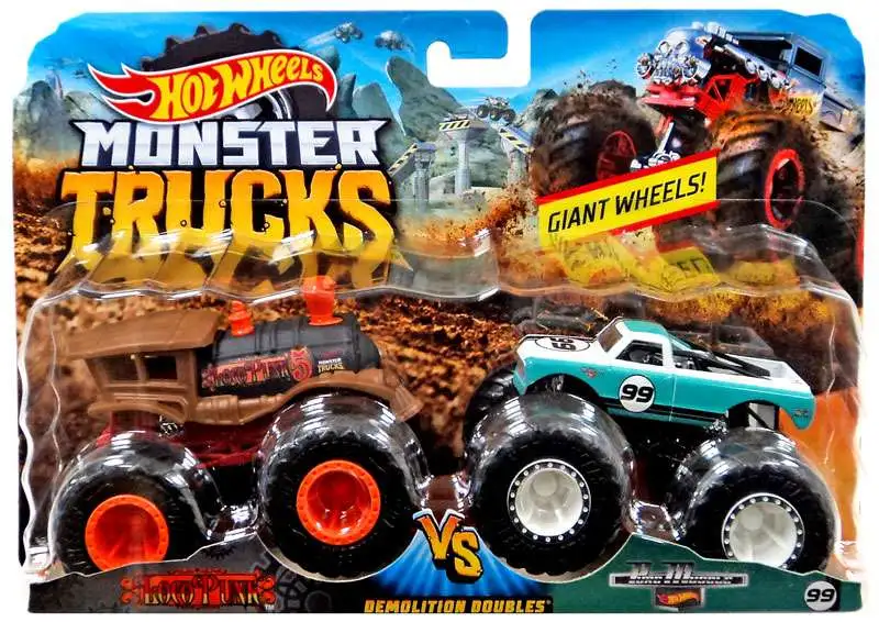 Hot Wheels Monster Trucks Demolition Doubles Loco Punk Vs Pure Muscle