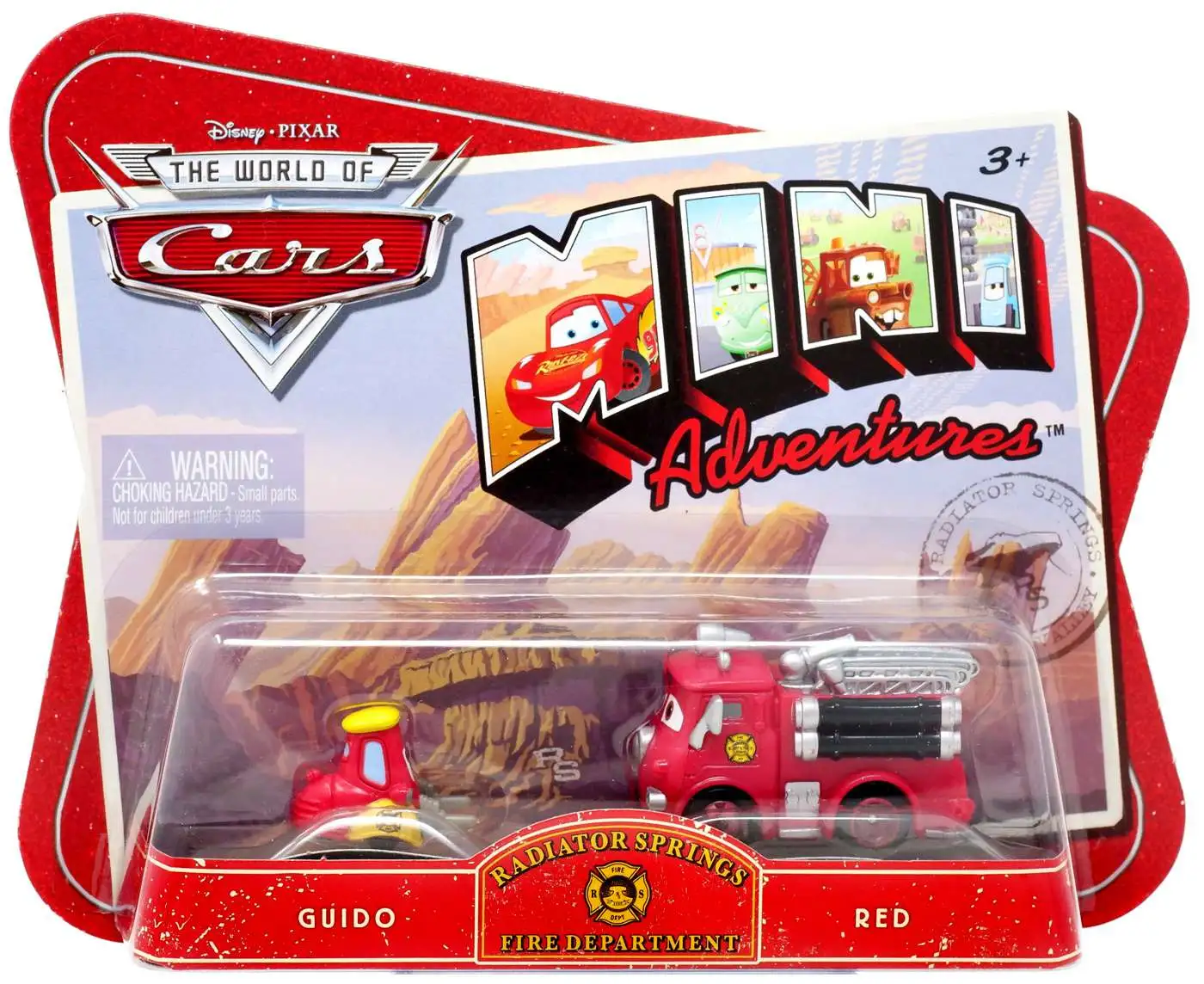 Disney Pixar Cars The World of Cars Mini Adventures Radiator Springs Fire  Department Plastic Car 2-Pack Guido Red Mattel Toys - ToyWiz