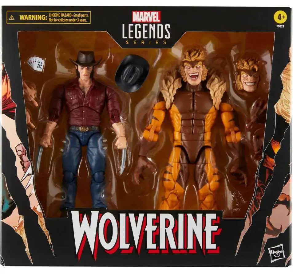 Wolverine Marvel Legends Logan & Sabretooth Action Figure 2-Pack [50th Anniversary, Damaged Package]