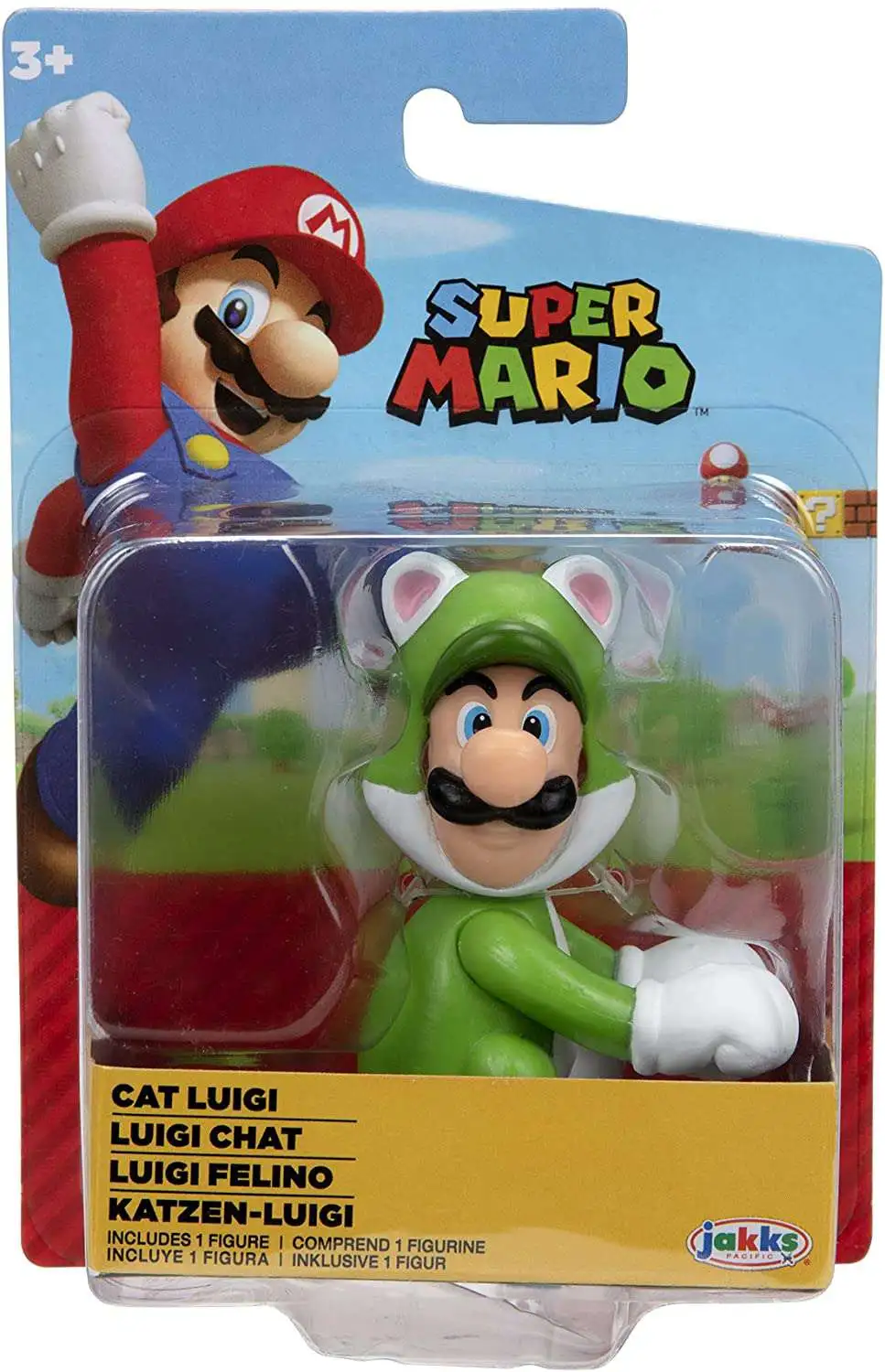 World of Nintendo Super Mario 4-Inch Cat Luigi with Super Ball