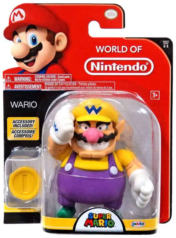 World of Nintendo Super Mario Series 1 Wario 4 Action Figure with 