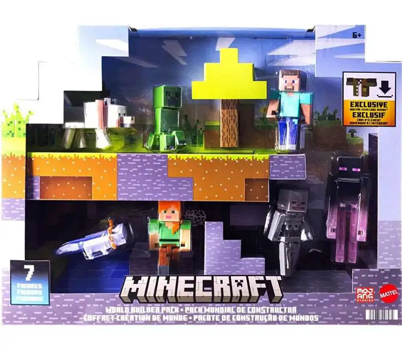 Minecraft World Builder Pack Exclusive Action Figure 7-Pack [Includes (DLC) Digital Item Code!]