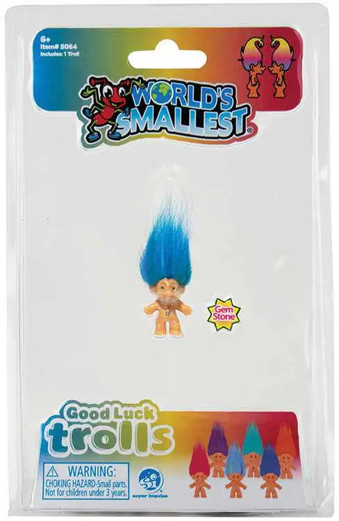 World's Smallest Good Luck Trolls BLUE 1.25-Inch Micro Figure