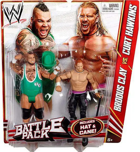 WWE Wrestling Battle Pack Series 20 Brodus Clay vs. Curt Hawkins Action Figure 2-Pack [Hat & Cane, Damaged Package]