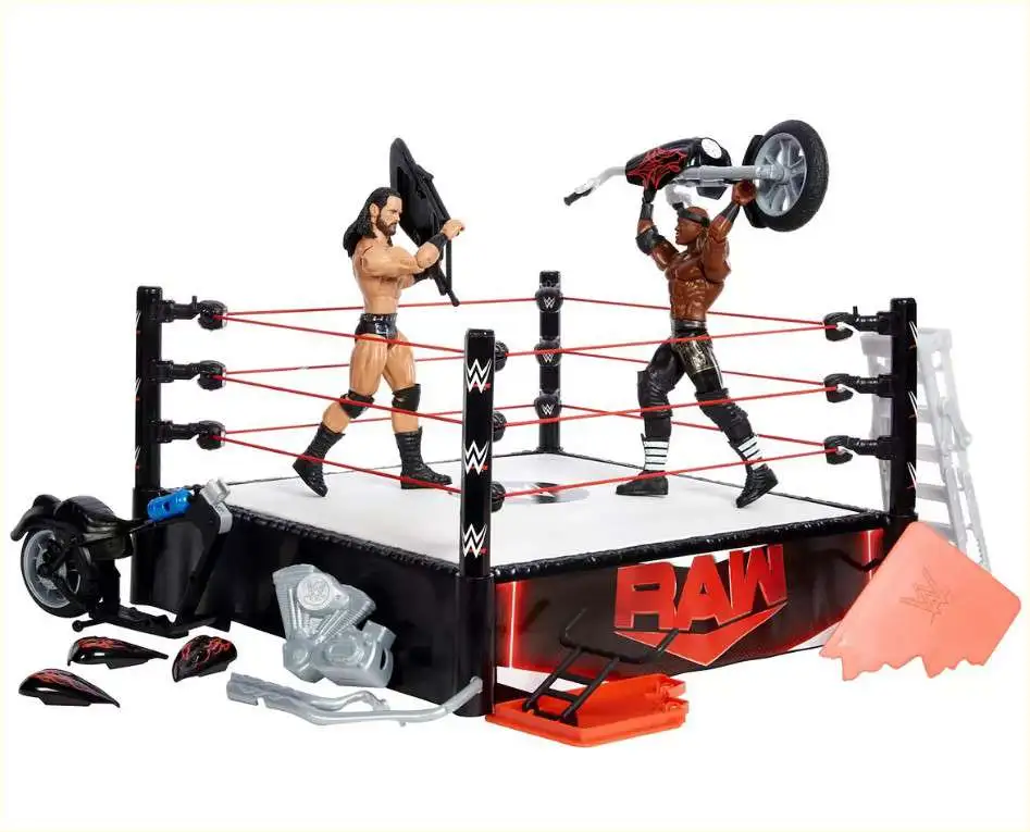 WWE RAW プロレス ミニチュアリング WWE Superstar Raw 14-inch Action Figure Ring with Authentic