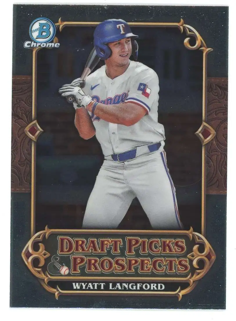 MLB Texas Rangers 2023 Bowman Draft Chrome Baseball Draft Picks Prospects Wyatt Langford DPP-3