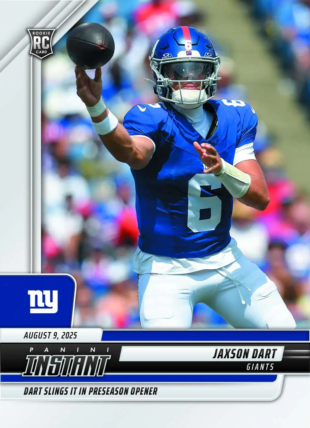 NFL New York Giants 2025 Panini Instant Football Jaxson Dart #13 [Rookie]
