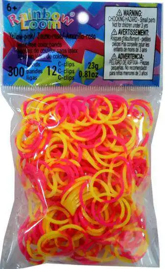 Rainbow Loom Pink & White Two-Tone Rubber Bands Refill Pack (300 ct)