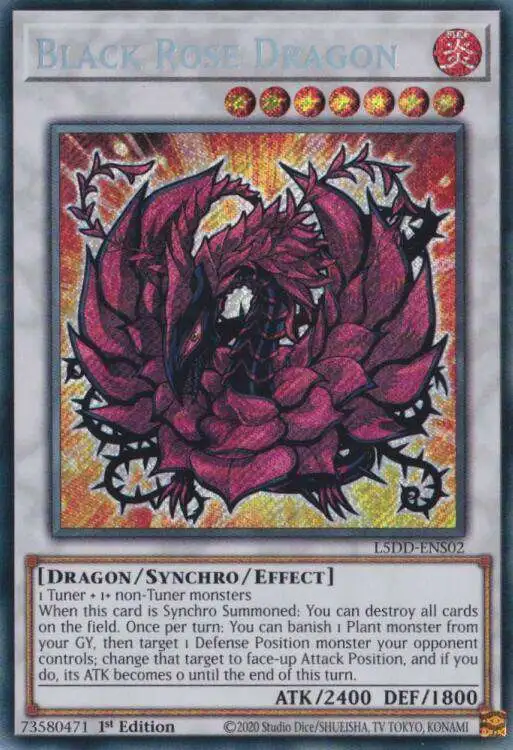 YuGiOh Legendary Decks 5Ds Secret Rare Black Rose Dragon L5DD-ENS02