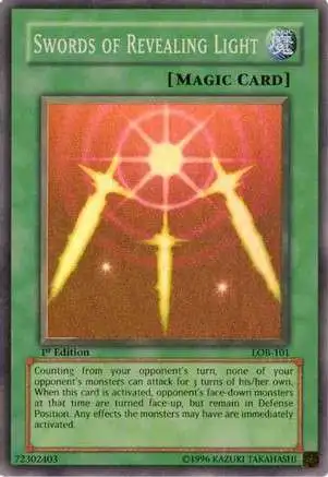YuGiOh Legend of Blue Eyes White Dragon Super Rare Swords of Revealing Light LOB-101 [1st Edition] [Moderately Played]