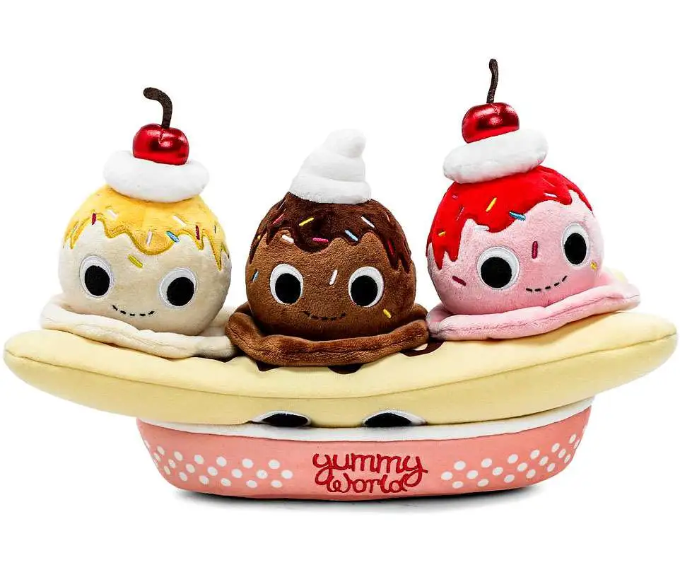 yummy様 Yummy World Banana Split Interactive Plush 3 Scoops Chocolate