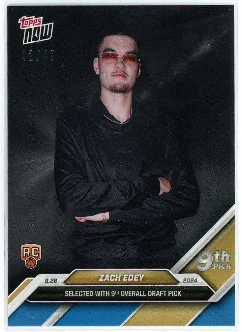 NBA Memphis Grizzlies 2024 NOW Basketball Blue 42/49 Zach Edey D-6 [Rookie Card, 9th Overall Draft Pick]