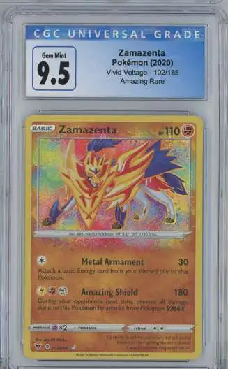 Pokemon Vivid Voltage Zamazenta Amazing Rare Graded Card 102 CGC 9.5 Wizards of the Coast - ToyWiz Pokemon Vivid Voltage Zamazenta Amazing Rare Graded Card 102 CGC 9.5 Wizards of the Coast - ToyWiz