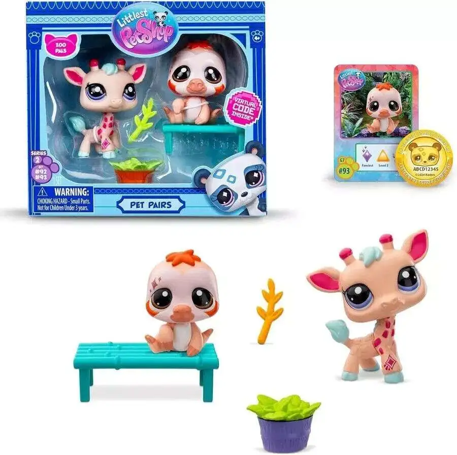 Littlest Pet Shop 2024 Generation 7 Pet Pairs Series 2 Giraffe Sloth Mini Figure 2-Pack 92 93 ...
