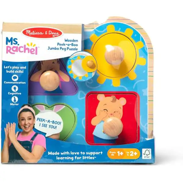 Ms. Rachel Wooden Pee-a-Boo Jumbo Peg Puzzle