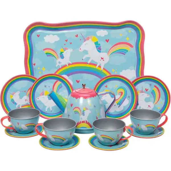 Unicorn Tin Tea Set Play Set [Damaged Package]
