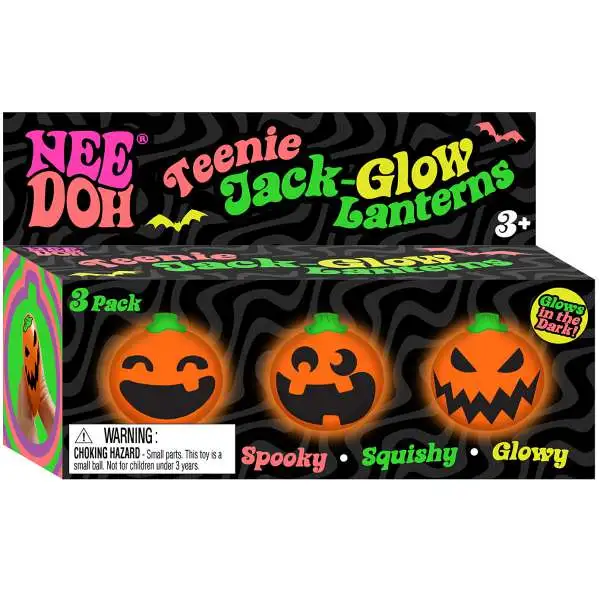 Teenie 2026 Needohween Jack-Glow-Lantern Stress Ball 3-Pack [Glows in the Dark]