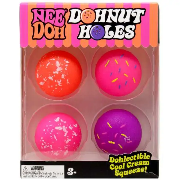 NeeDoh Dohnut Holes Small Stress Ball 4-Pack [RANDOM Colors!]