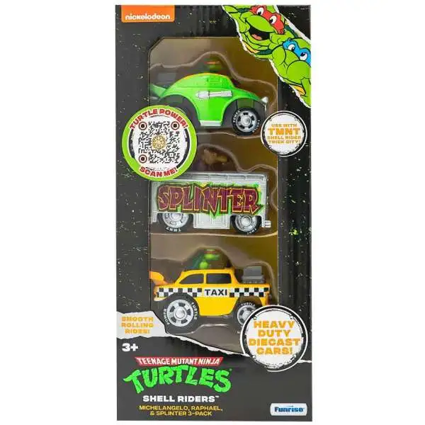Teenage Mutant Ninja Turtles Nickelodeon Shell Riders Michelangelo, Raphael & Splinter Diecast Vehicle 3-Pack