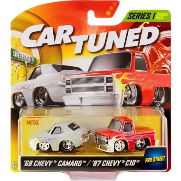 CarTuned '69 Chevy Carmaro & '87 Chevy C10 Diecast Car 2-Pack [Street Race'n]