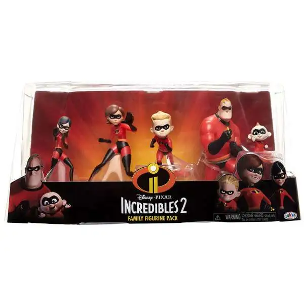 Disney / Pixar Incredibles 2 Family Pack 5-Piece PVC Figurine Set [Mr. & Mrs. Incredible, Violet, Dash & baby Jack Jack]