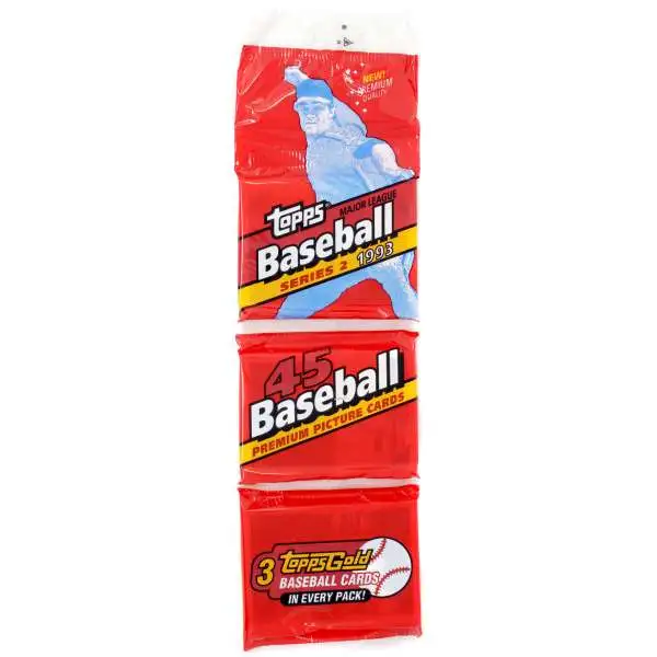 MLB Topps 1993 Baseball Picture Cards Series 2 Trading Card RACK Pack [45 Cards]