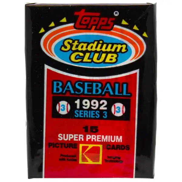MLB Topps 1992 Stadium Club Baseball Series 3 Trading Card HOBBY Pack [15 Cards]