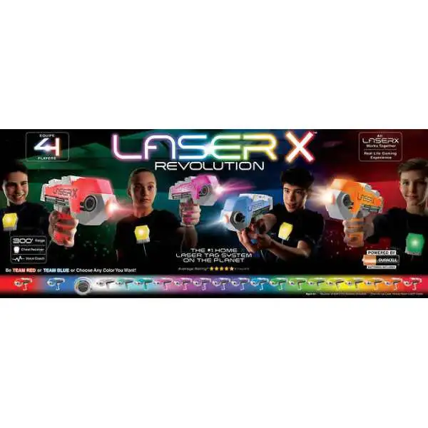 Laser X Revolution Four Blaster Laser Tag Game 4 Player Set 300' Range Ages  6+