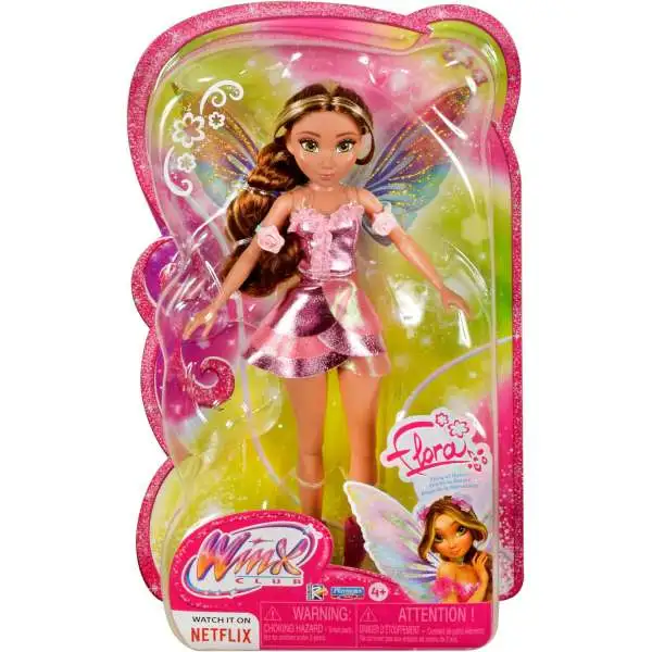 Winx Club Flora 11.5-Inch Fairy Doll [Glitter Outfit & Removable Wings!]