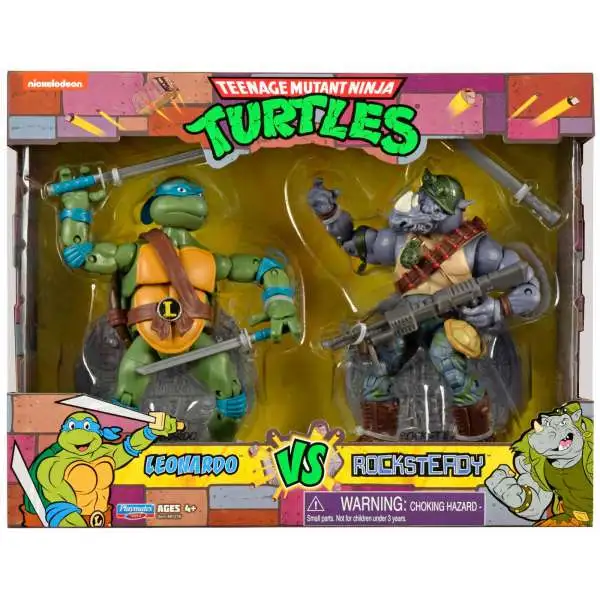 Teenage Mutant Ninja Turtles TMNT Classics Leonardo vs. Rocksteady Action Figure 2-Pack