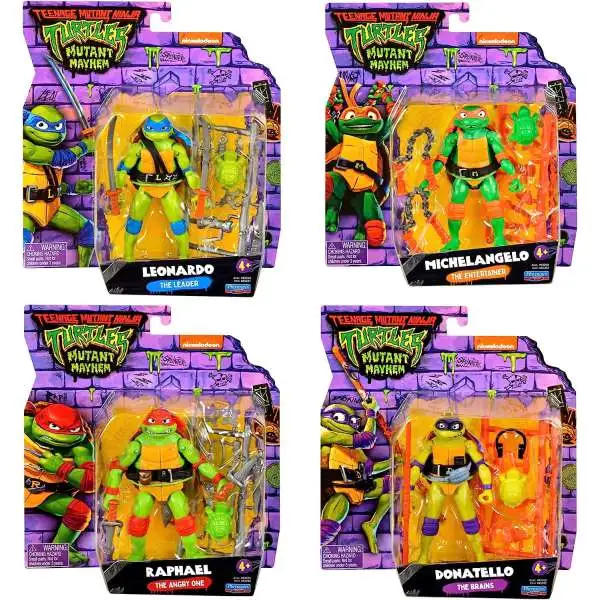 Teenage Mutant Ninja Turtles Mutant Mayhem Leonardo, Michelangelo, Raphael & Donatello Action Figure 4-Pack