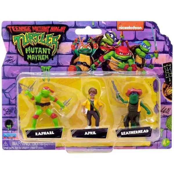 Teenage Mutant Ninja Turtles Mutant Mayhem Raphael, April & Leatherhead 2-Inch Mini Figure 3-Pack