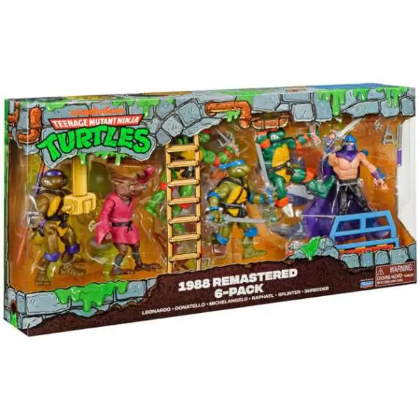 Teenage Mutant Ninja Turtles 1988 Remastered Leonardo, Donatello, Michelangelo, Raphael, Splinter & Shredder Exclusive Action Figure 6-Pack [40th Anniversary]