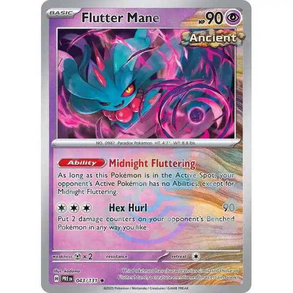 Pokemon Trading Card Game Prismatic Evolutions Rare Flutter Mane #43 [Poke Ball Pattern]