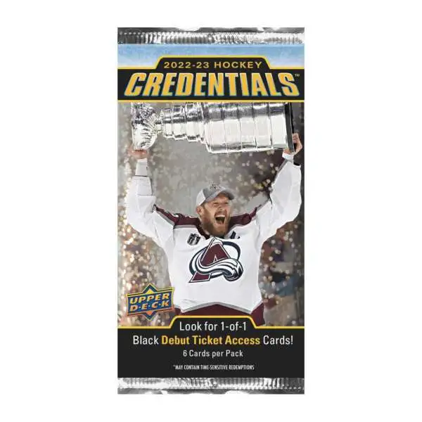 NHL Upper Deck 2022-2023 Hockey Credentials Trading Card HOBBY Pack [6 Cards]