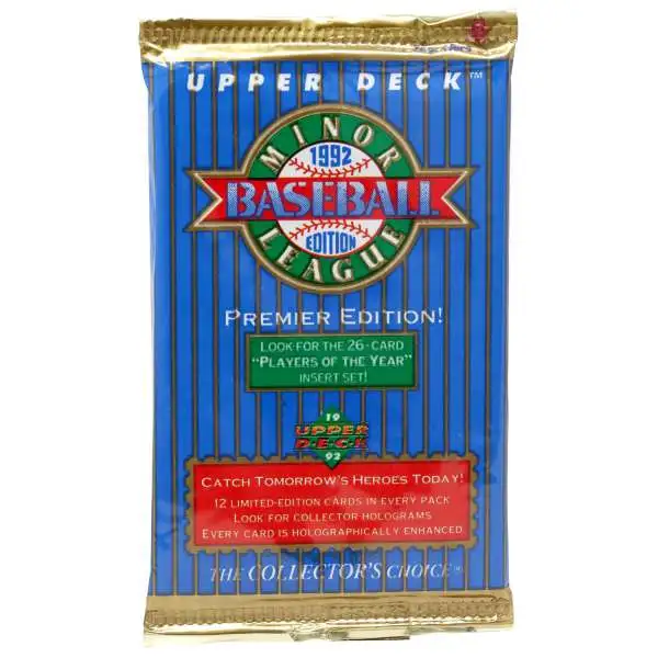 Upper Deck 1992 Minor League Baseball Trading Card HOBBY Pack [12 Cards]