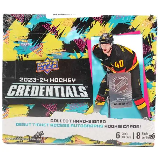 NHL Upper Deck 2023-24 Credentials Hockey Trading Card HOBBY Box [8 Packs]