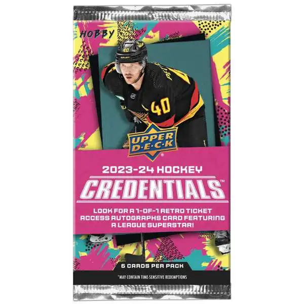 NHL Upper Deck 2023-24 Credentials Hockey Trading Card HOBBY Pack [6 Cards]
