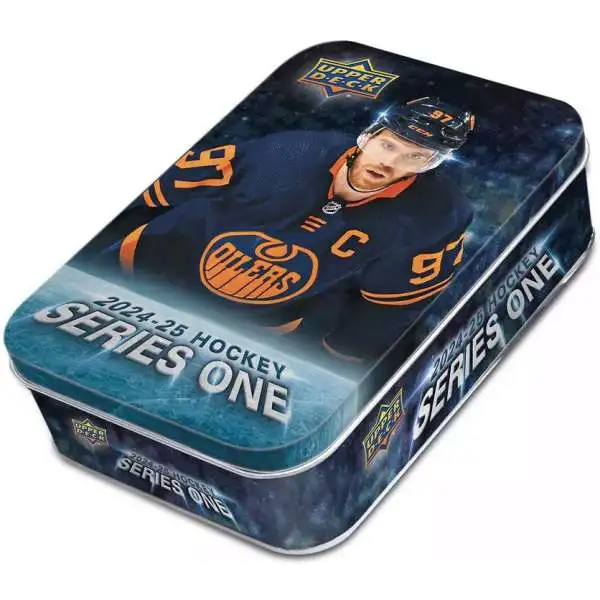 NHL Upper Deck 2024-25 Series 1 Hockey Trading Card COLLECTOR Tin [8 Packs +1 Exclusive Dazzlers Bonus Pack]