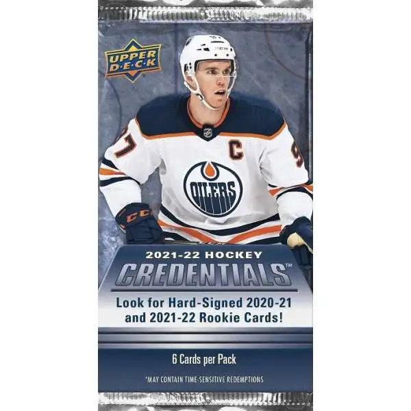 NHL Upper Deck 2021-22 Hockey Credentials Trading Card HOBBY Pack [6 Cards]